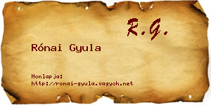 Rónai Gyula névjegykártya